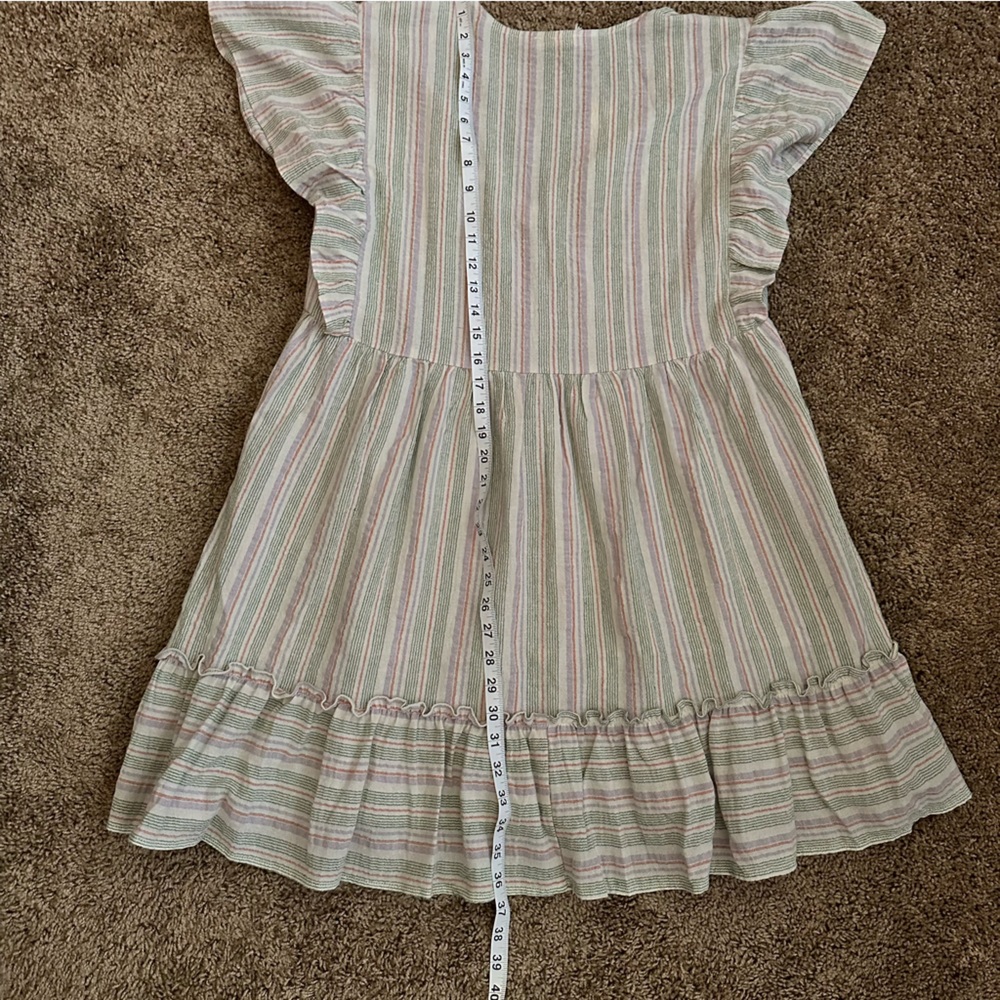 007.NWT Natural/Lilac/Green Stripe Babydoll V-Neck Dress - Picture 9 of 12